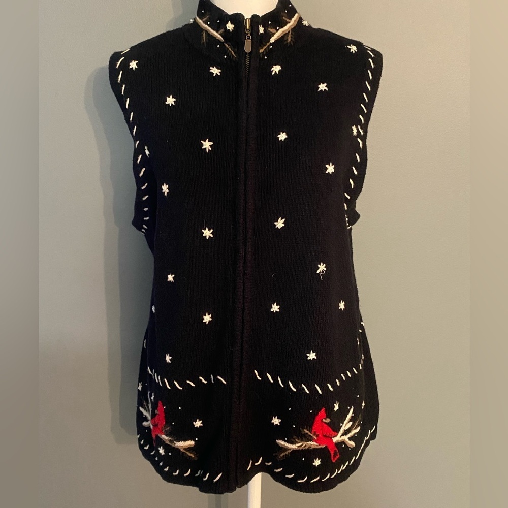 CJ banks hand embroidered knit vest size X